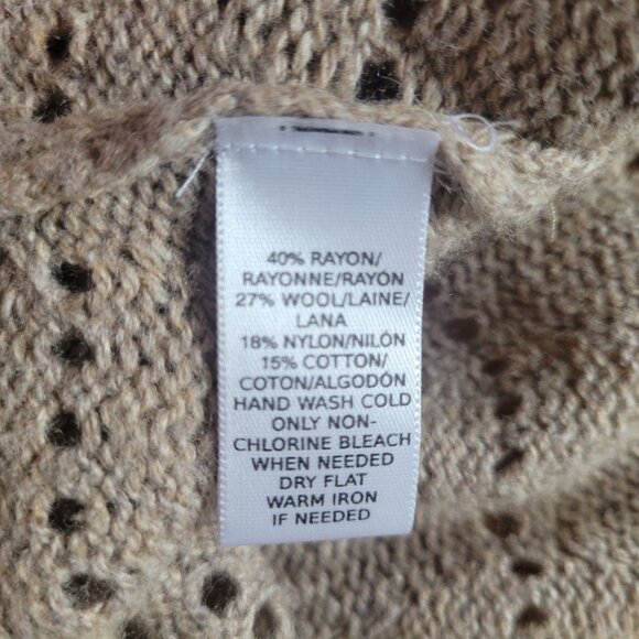 LOFT Beige Open Front Knit Cardigan Size M Wool Blend - Picture 5 of 5